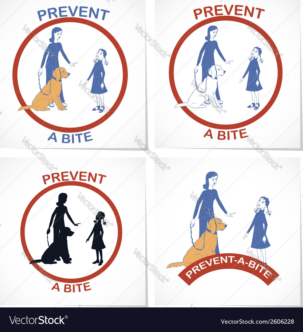 Set of four symbols for prevent a bite action