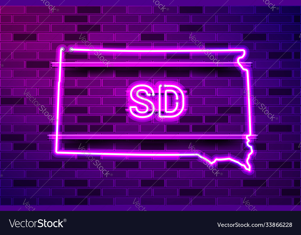 South dakota us state glowing purple neon lamp Vector Image