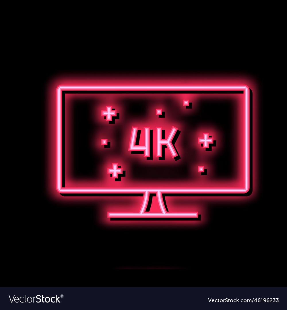 4k resolution computer display neon glow icon