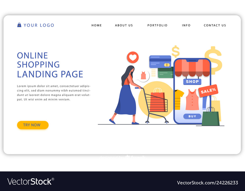 Business landing page design Royalty Free Vector Image