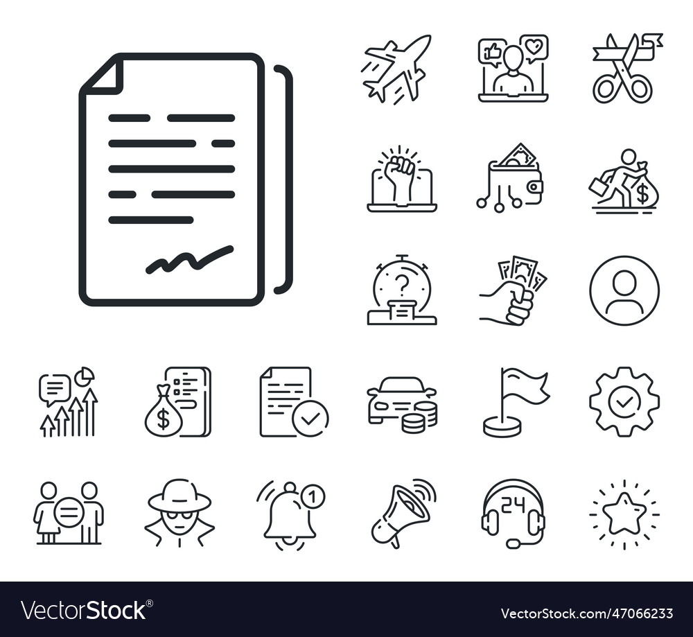 Document signature line icon agreement doc file vector image Document signature line icon agreement doc file