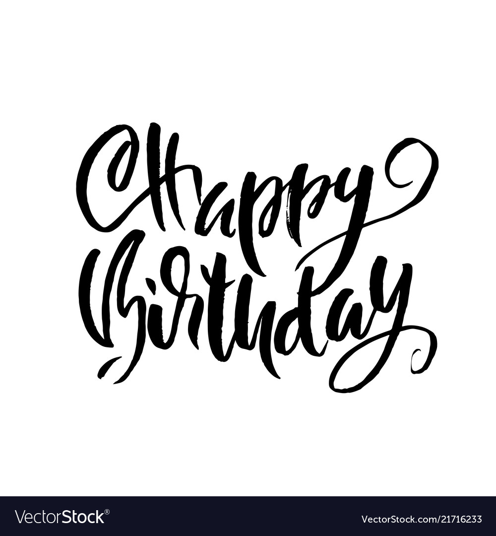 Happy birthday modern dry brush lettering Vector Image