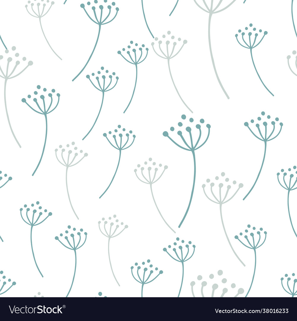 Isolated botanic seamless pattern with blue Vector Image Isolated botanic seamless pattern with blue
