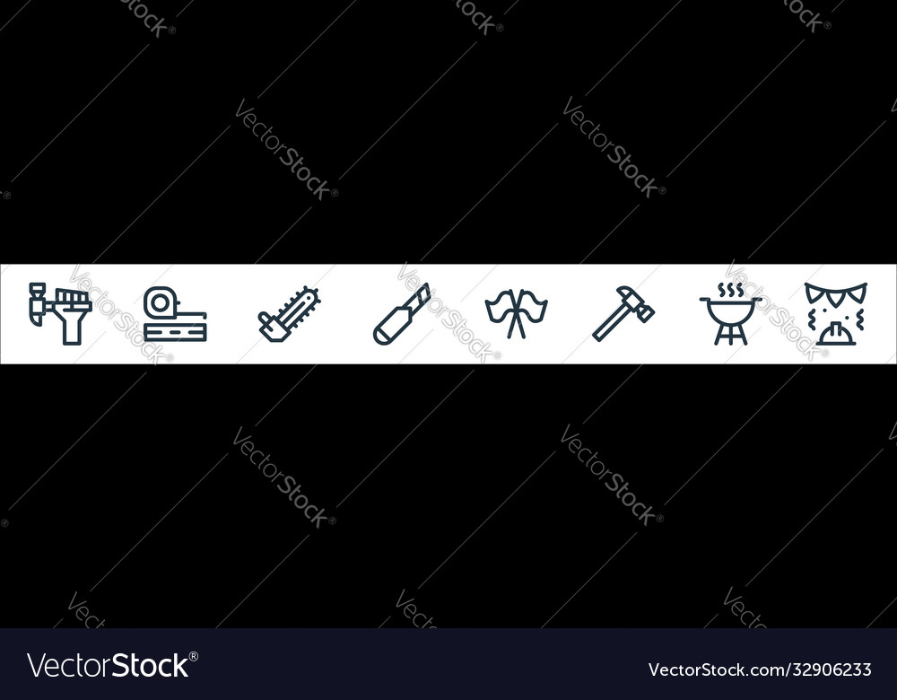 Labour day line icons linear set quality vector image Labour day line icons linear set quality