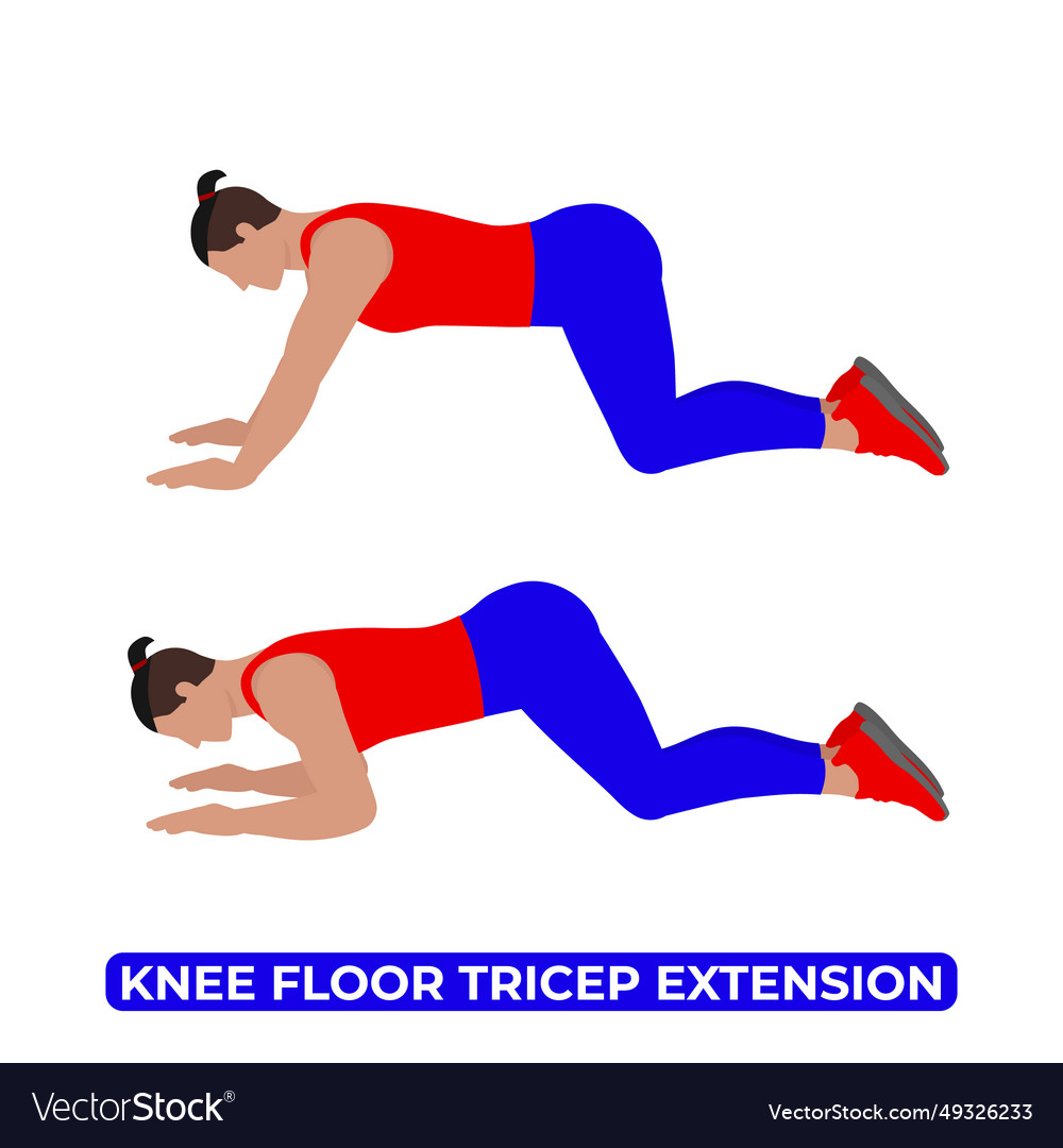 Man doing knee floor tricep extension exercise
