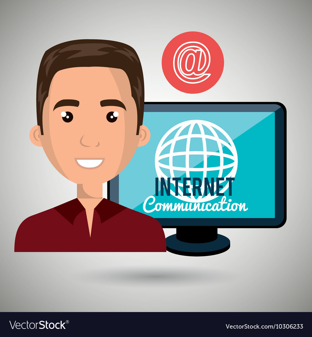 Man internet connected global