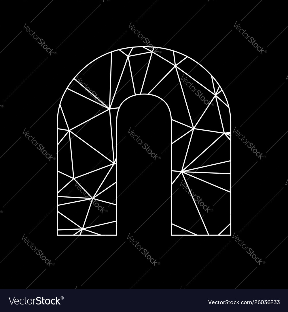 N geometric triangle blockchain font vector image N geometric triangle blockchain font