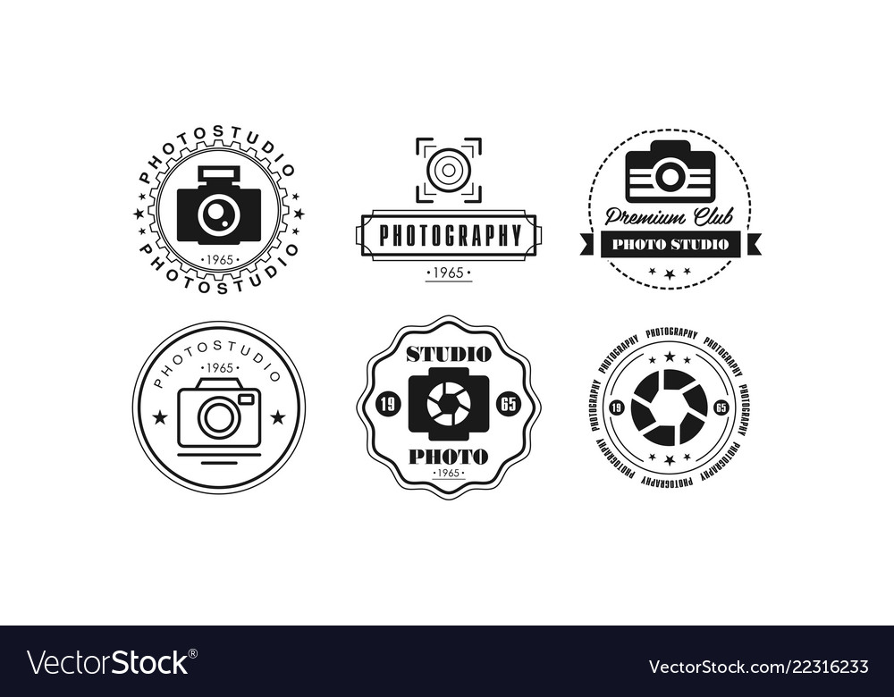 Photo Studio Logo Set Photography Premium Club Vector Image