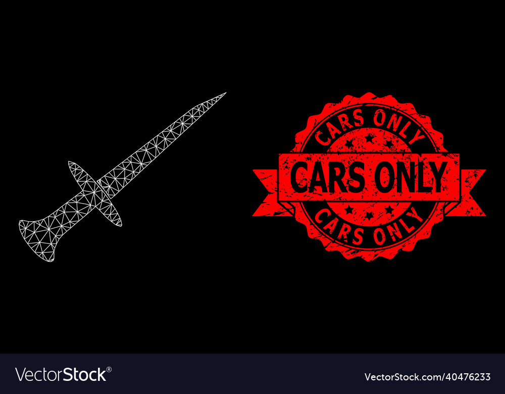 Polygonal network mesh sword image with rubber vector image Polygonal network mesh sword image with rubber