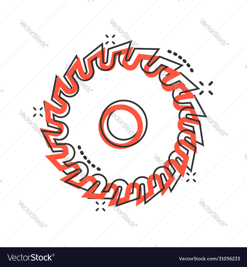 Saw blade icon in comic style circular machine Vector Image