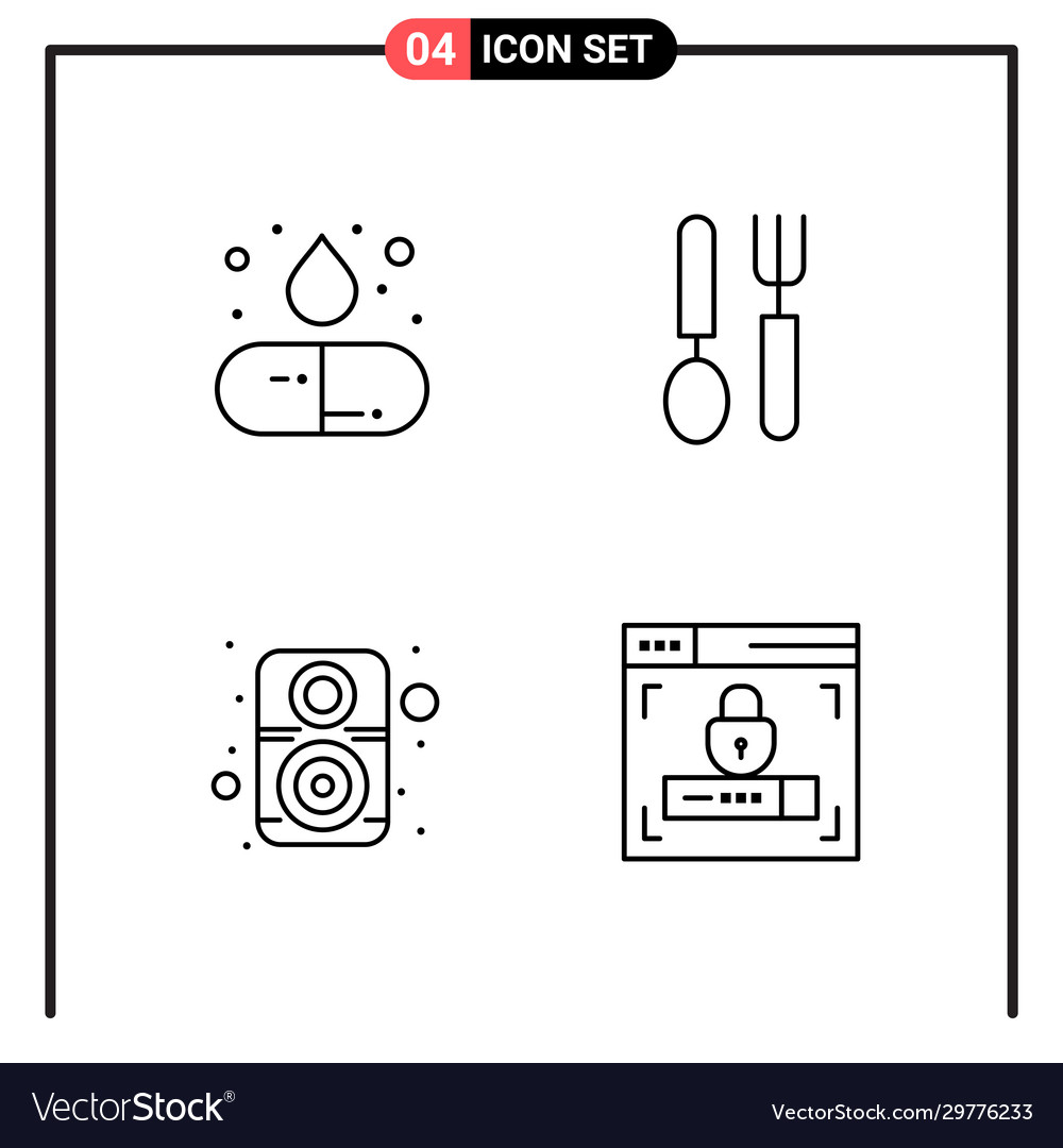 Set 4 line style icons for web and mobile vector image Set 4 line style icons for web and mobile