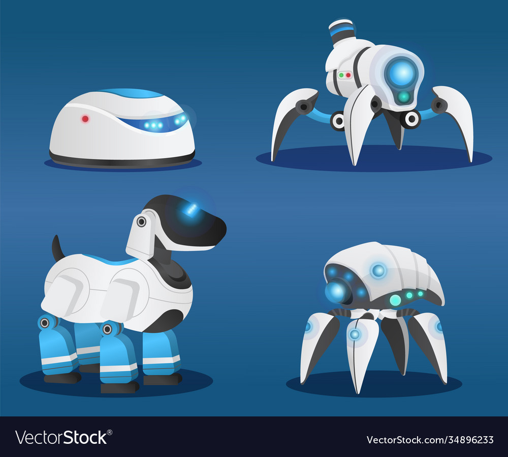 Set smart scifi androids with artificial vector image Set smart scifi androids with artificial