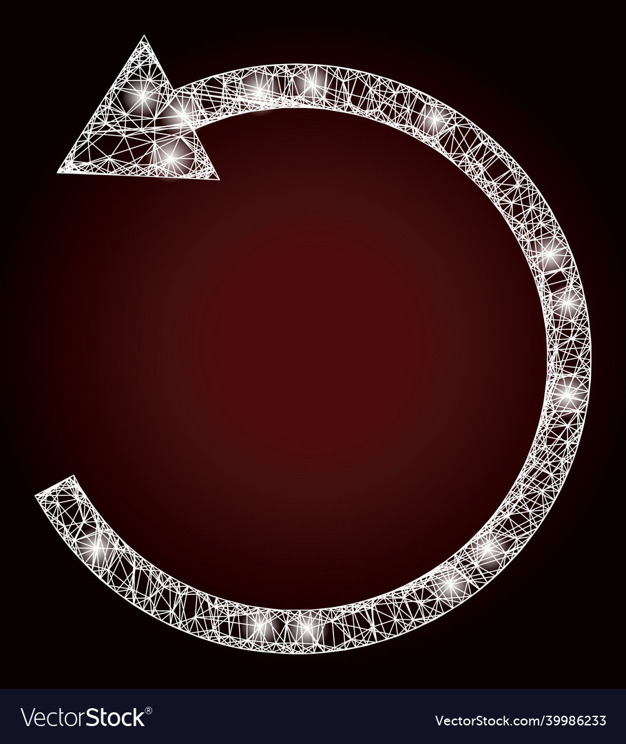Shiny linear mesh rotate left arrow with light vector image Shiny linear mesh rotate left arrow with light