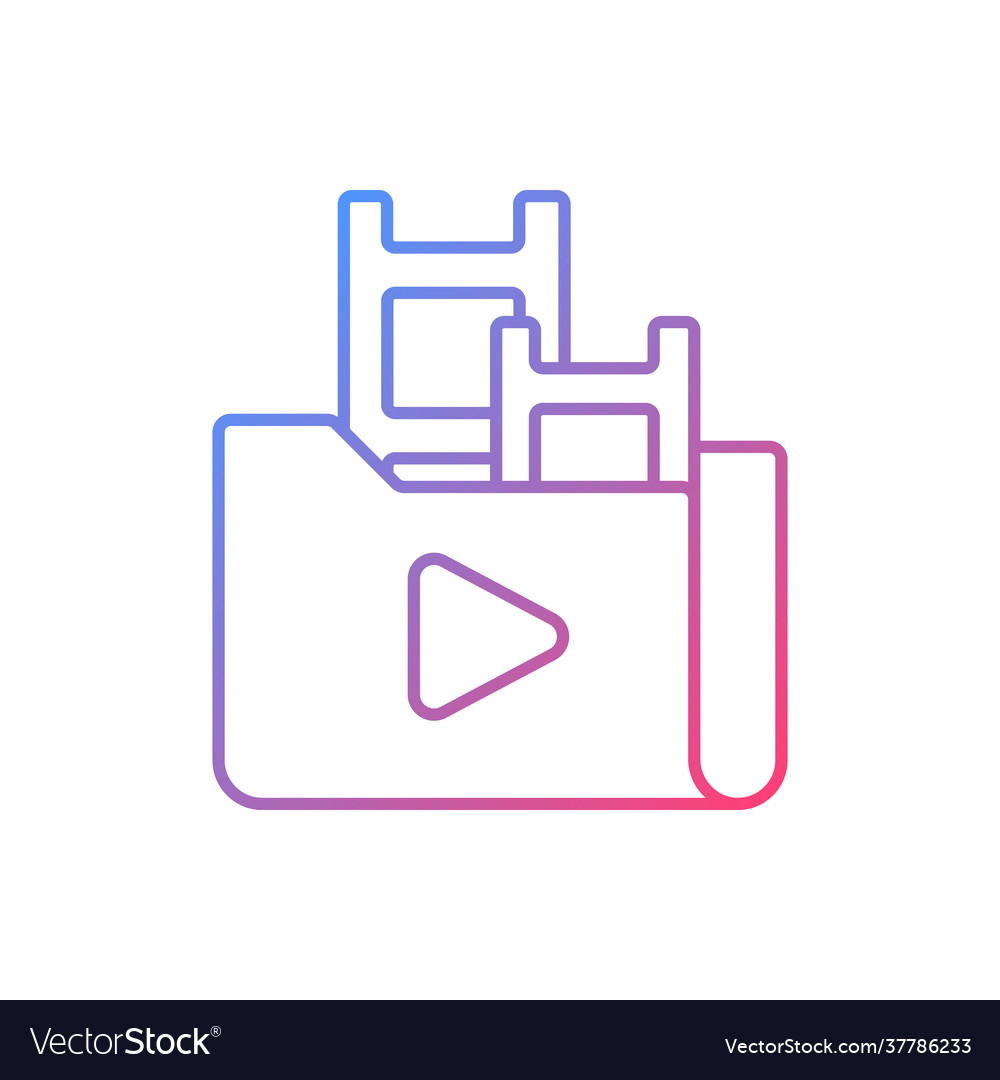 Streaming service library gradient linear icon vector image Streaming service library gradient linear icon