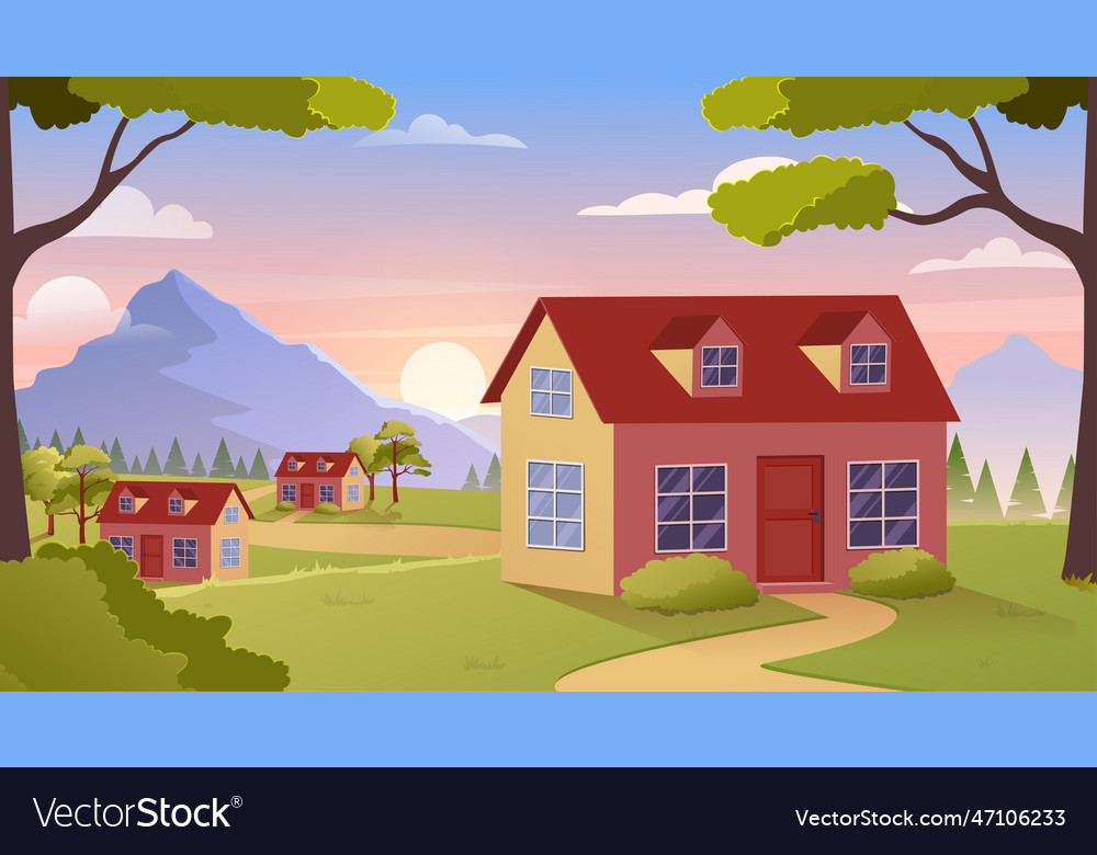 Village in mountains Royalty Free Vector Image