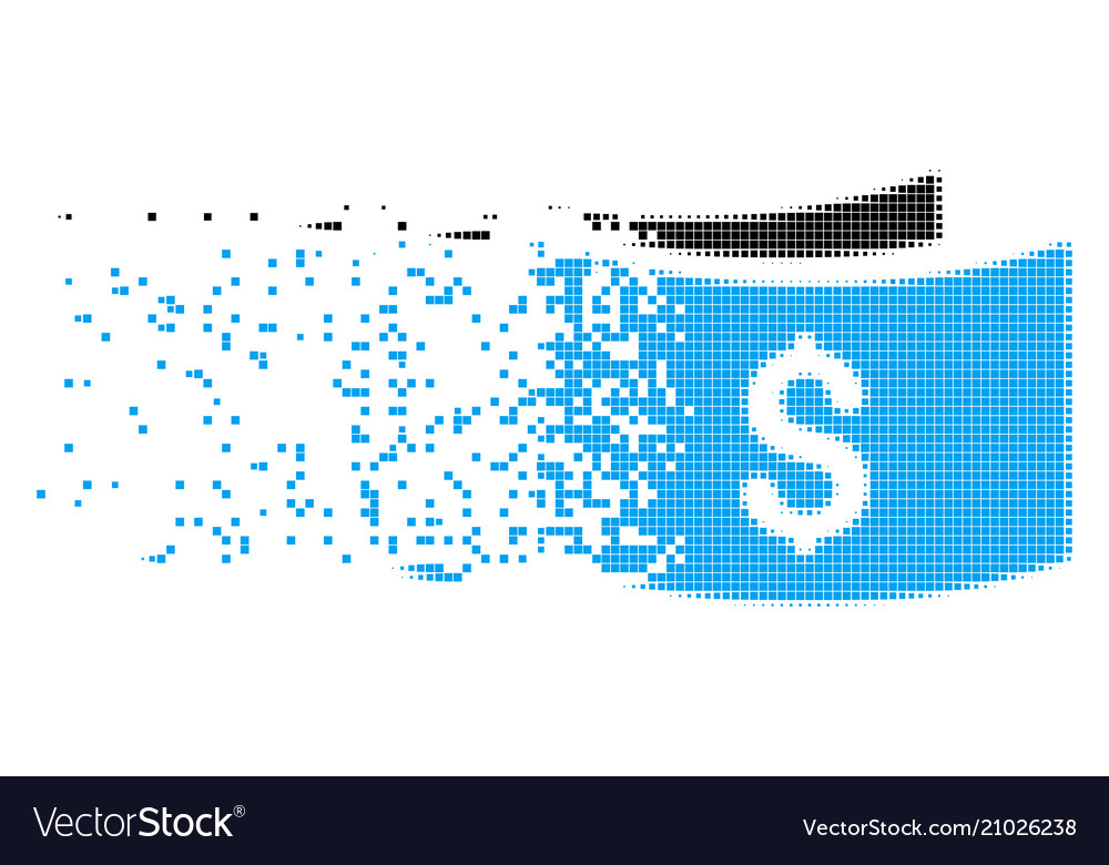 Banknotes disintegrating pixel icon vector image Banknotes disintegrating pixel icon