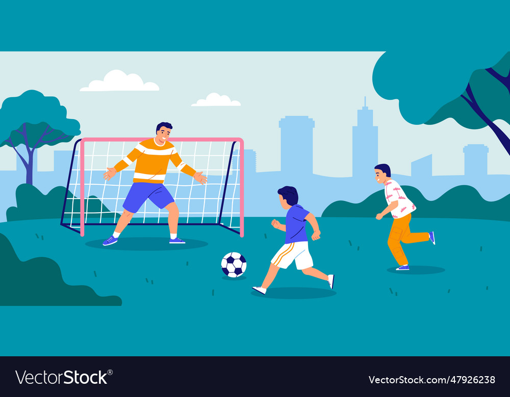 Dad play with sons Royalty Free Vector Image - VectorStock