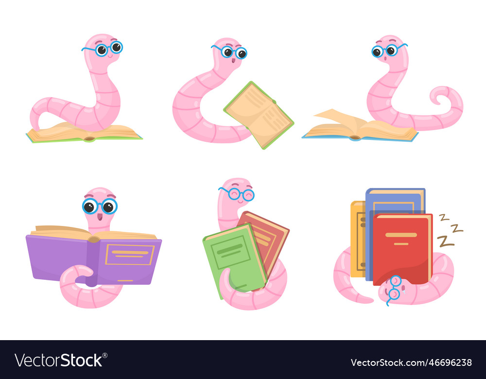 Happy bookworms reading sleeping and hugging Vector Image