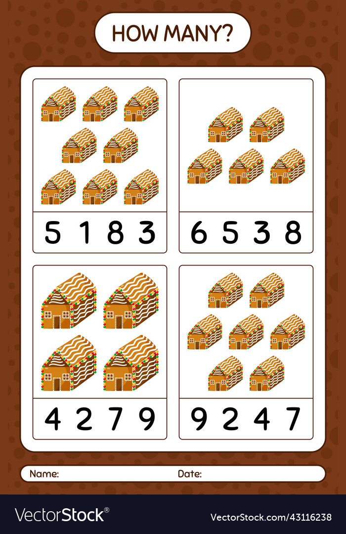 How many counting game with gingerbread cookie Vector Image How many counting game with gingerbread cookie