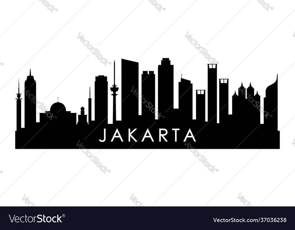 Jakarta skyline silhouette black city Vector Image Jakarta skyline silhouette black city