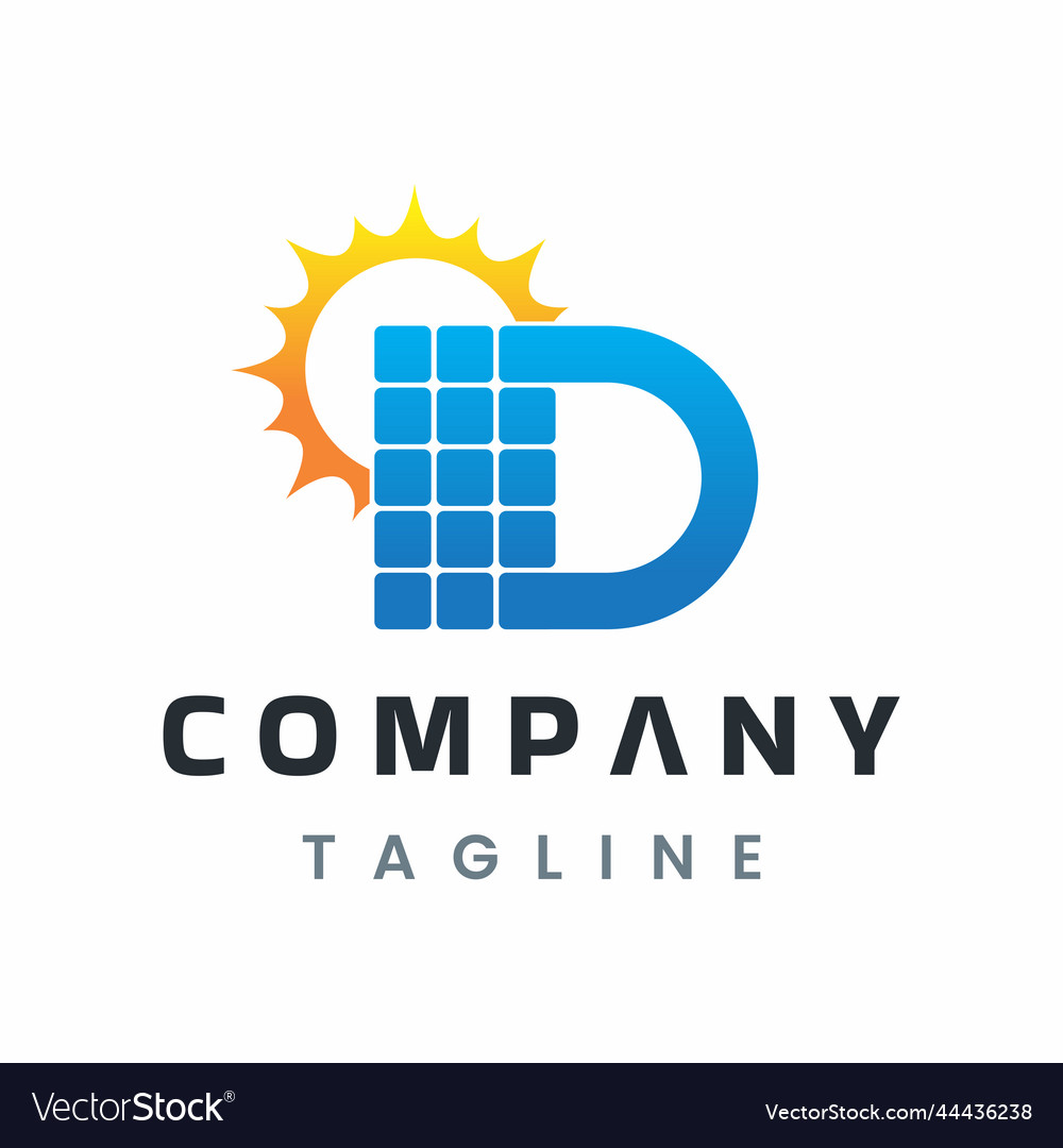 Letter d solar energy logo power panel