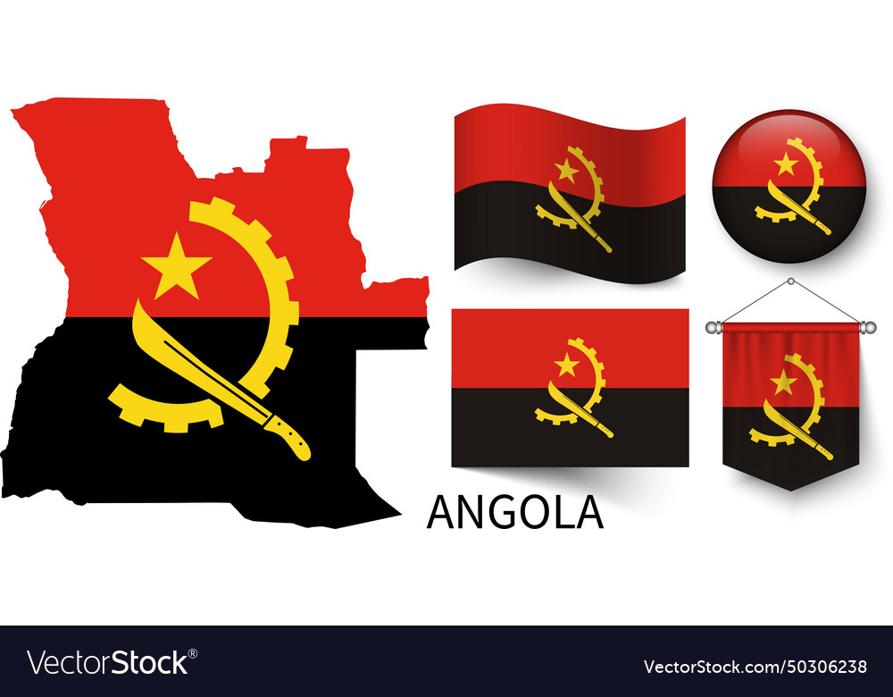 Map of angola and the various flags