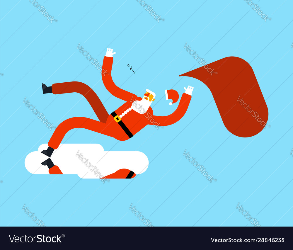 Santa slipped on ice grandfather slippery road