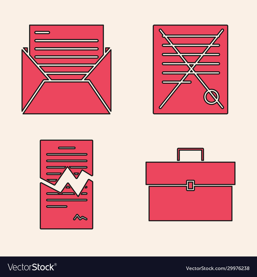 Set briefcase mail and e-mail delete file vector image Set briefcase mail and e-mail delete file