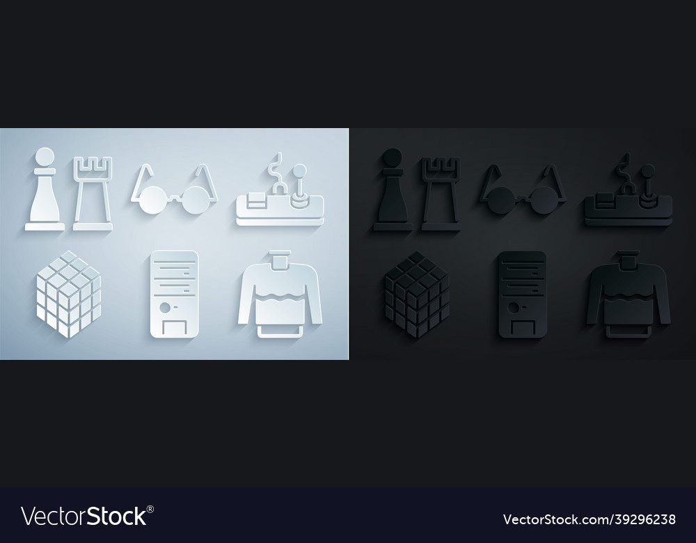 Set computer gamepad rubik cube sweater vector image Set computer gamepad rubik cube sweater