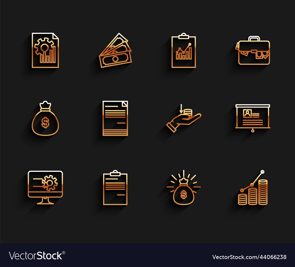 Set line computer monitor with graph chart Vector Image Set line computer monitor with graph chart