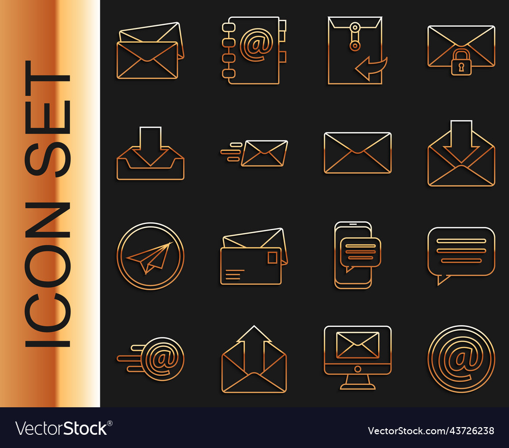 Set line mail and e-mail speech bubble chat vector image Set line mail and e-mail speech bubble chat