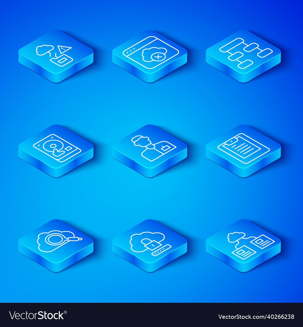 Set line search cloud computing analyst engineer vector image Set line search cloud computing analyst engineer