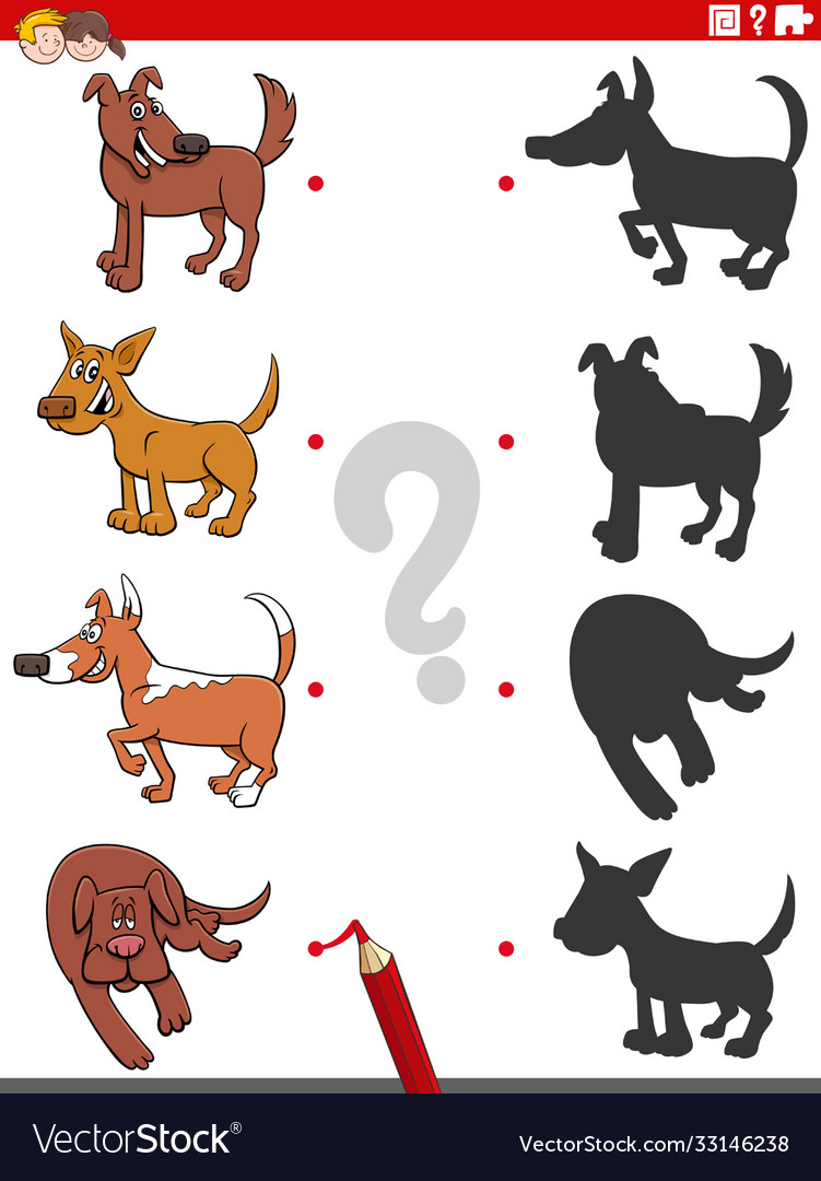 Shadow game with comic dogs characters Royalty Free Vector