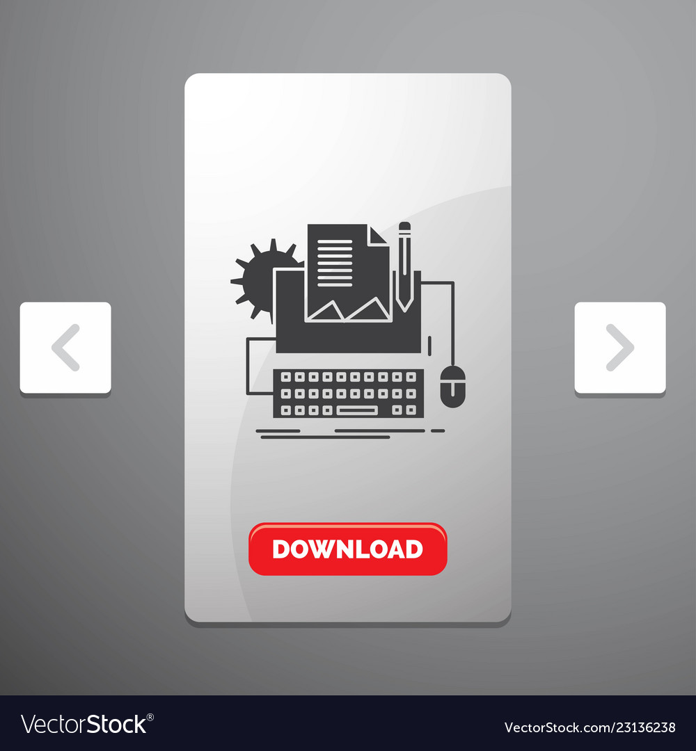 Type writer paper computer keyboard glyph vector image Type writer paper computer keyboard glyph