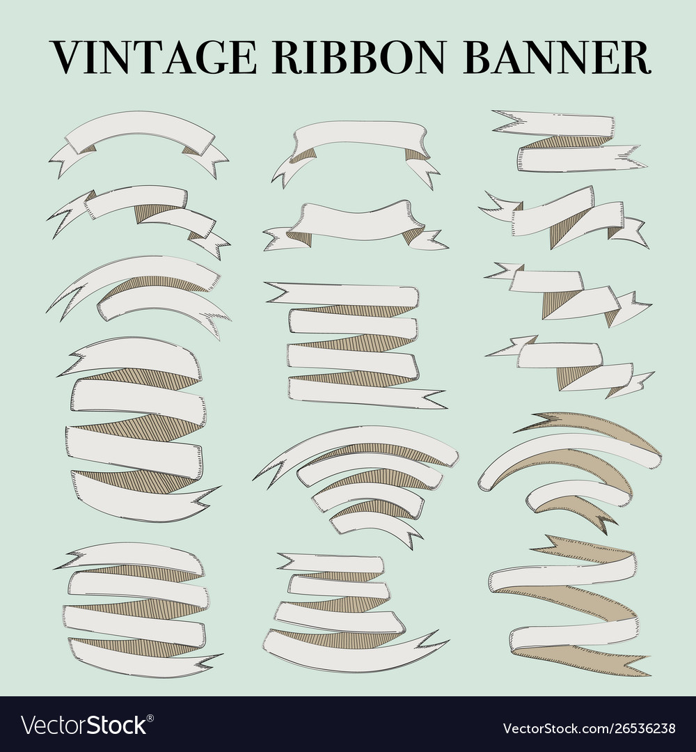 Vintage ribbon banner elements set Royalty Free Vector Image
