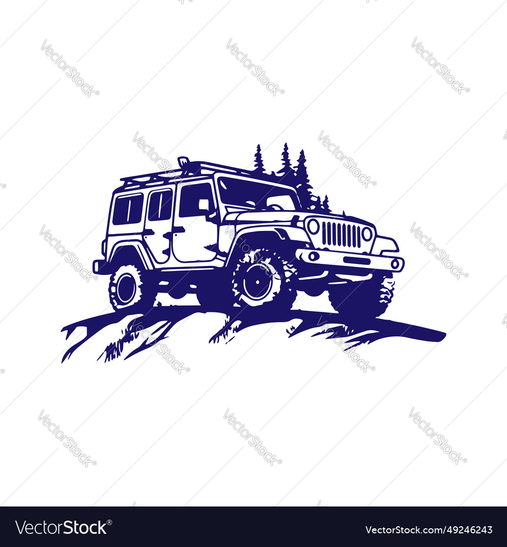 A logo of off road jeep 4x4 car silhouette visit Vector Image