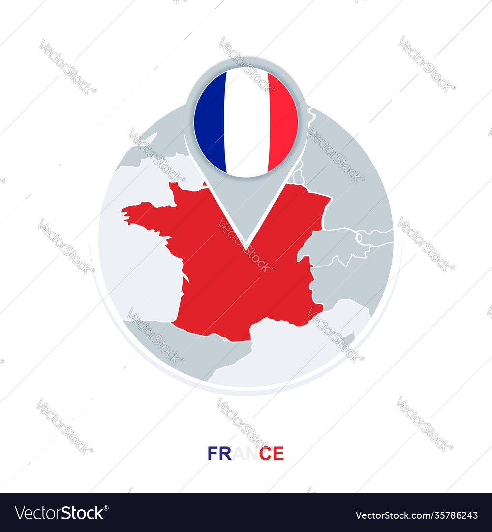 France map and flag icon with highlighted