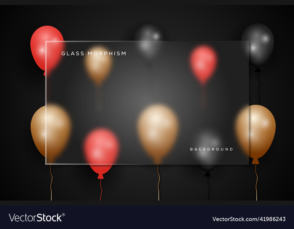 Glass morphism with helium balloon background vector image Glass morphism with helium balloon background