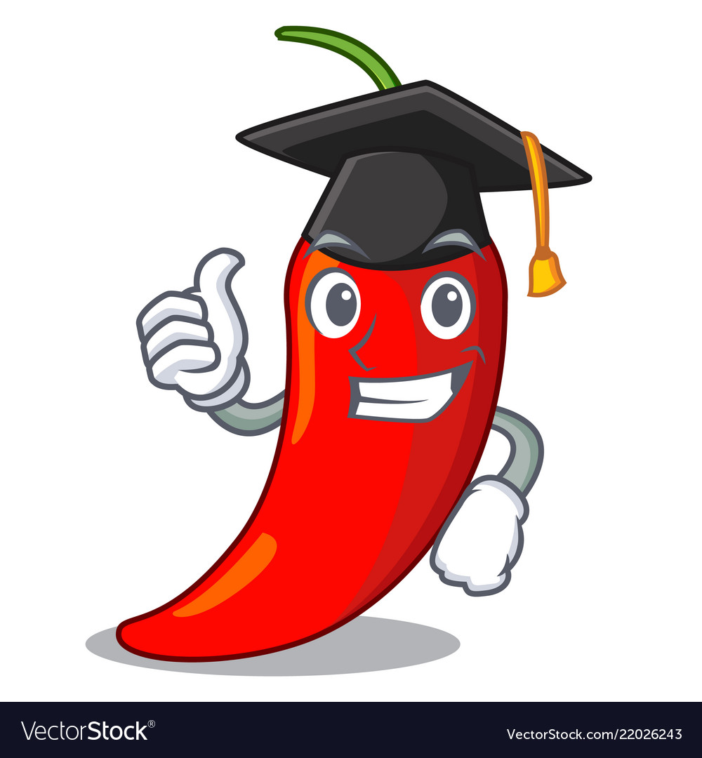 Graduation character red chili pepper