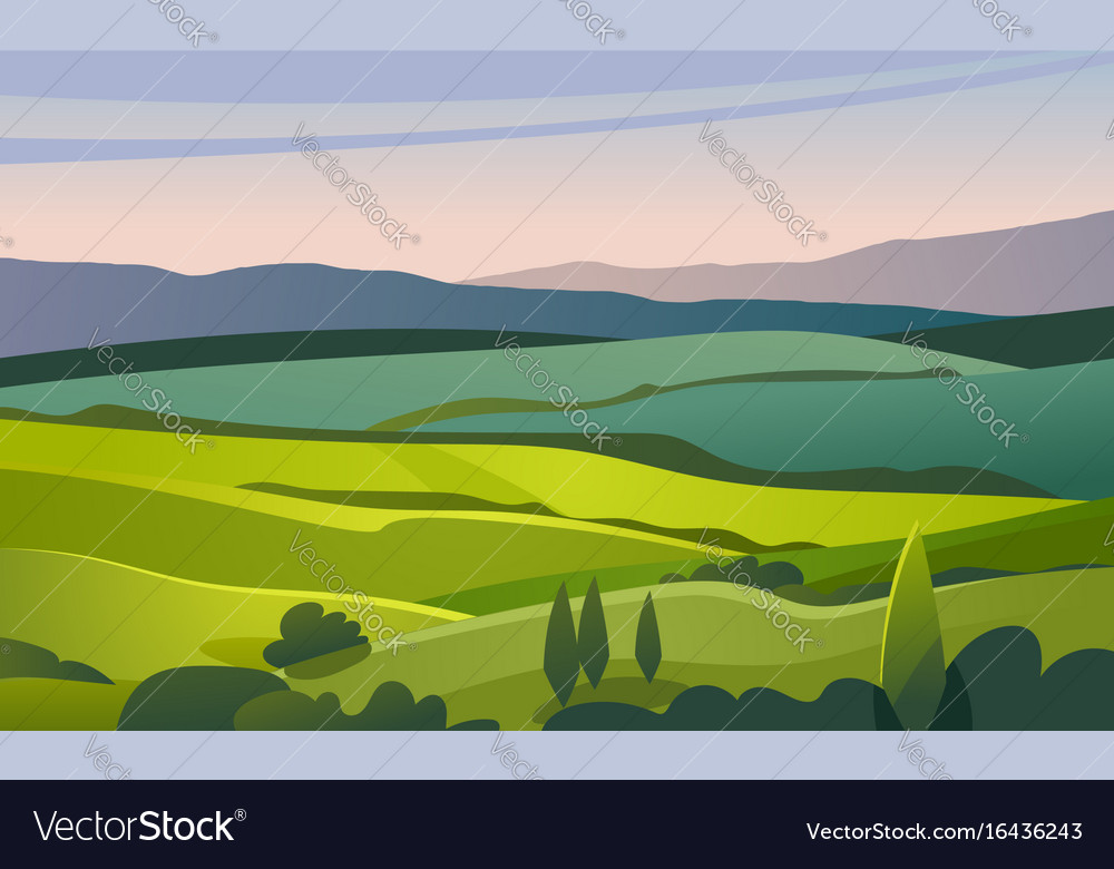 Green valley landscape Royalty Free Vector Image