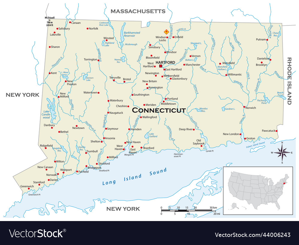 Highly detailed physical map of the us state Vector Image