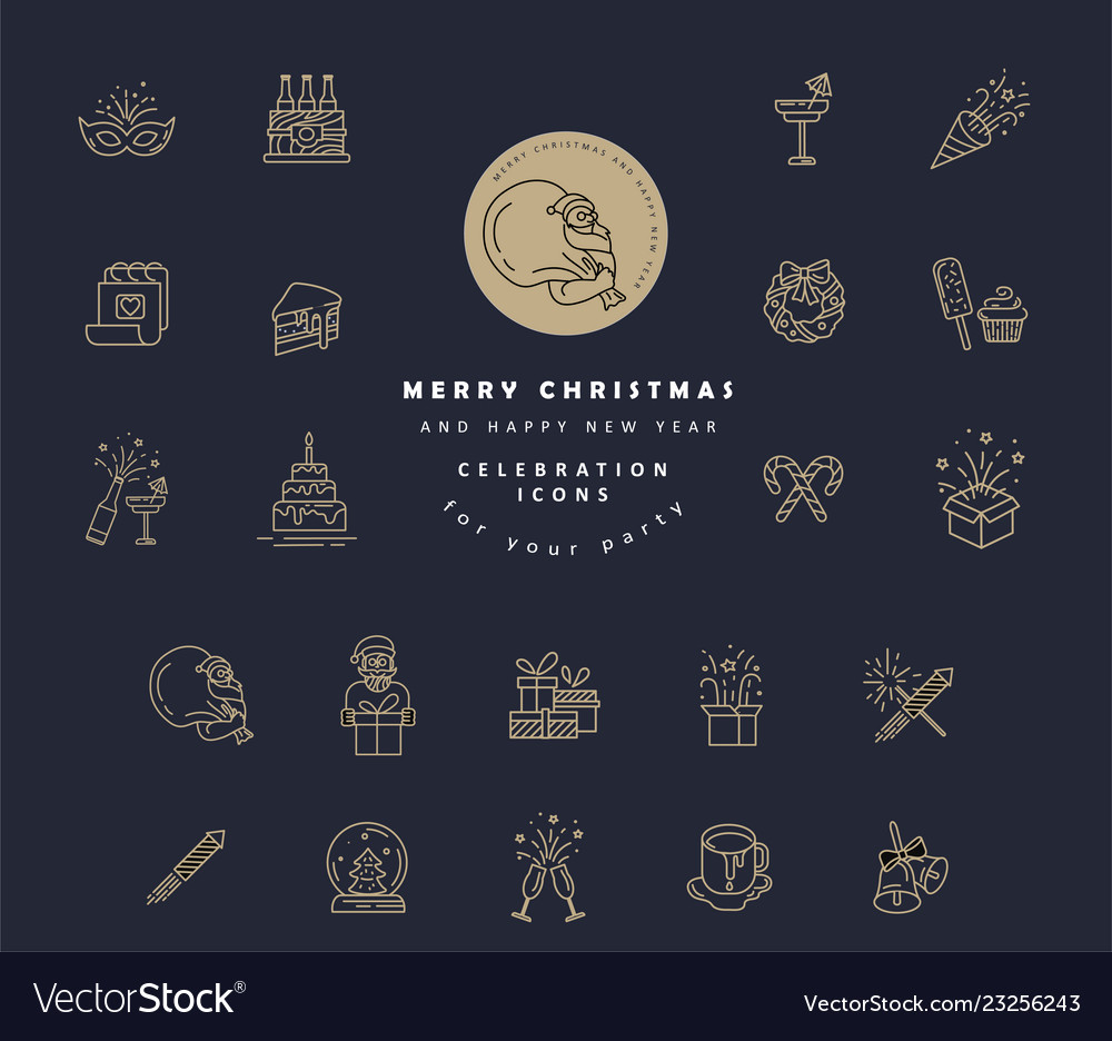 Icon and logo celebration merry christmas vector image Icon and logo celebration merry christmas