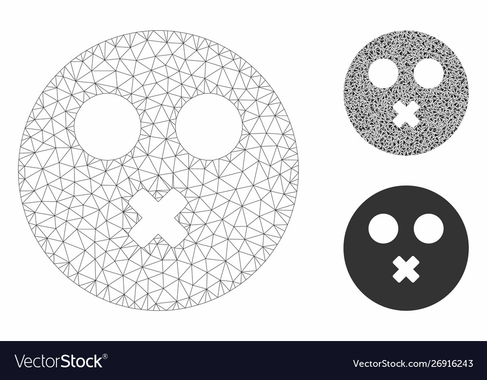 Mute smiley mesh network model and triangle vector image Mute smiley mesh network model and triangle