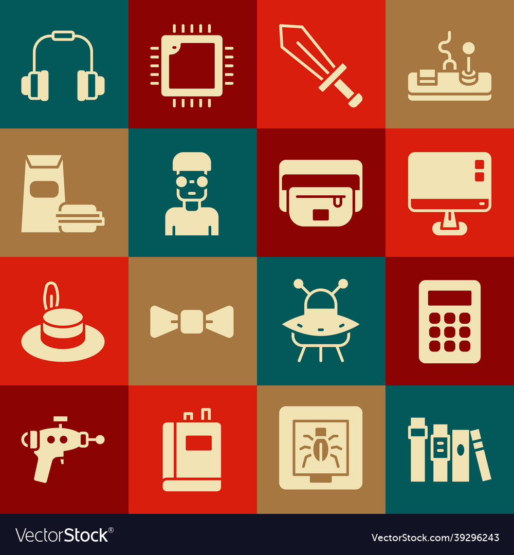 Set book calculator computer monitor screen vector image Set book calculator computer monitor screen