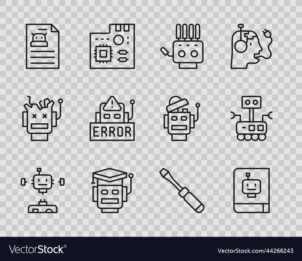 Set line disassembled robot user manual Vector Image Set line disassembled robot user manual