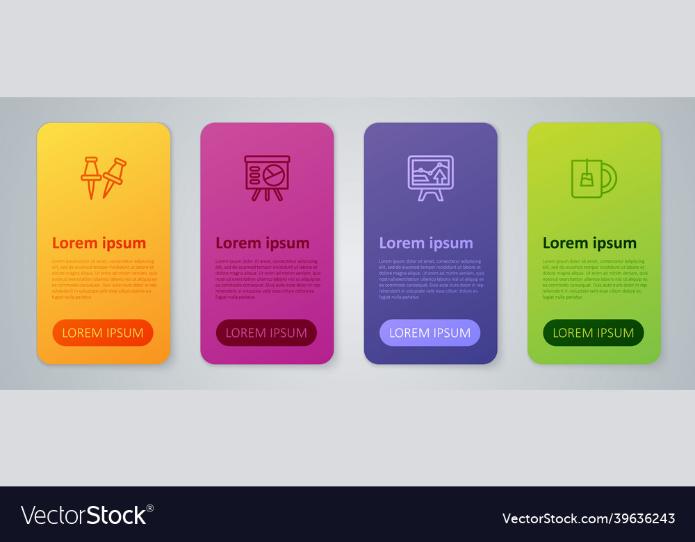 Set line monitor with graph chart cup of tea vector image Set line monitor with graph chart cup of tea