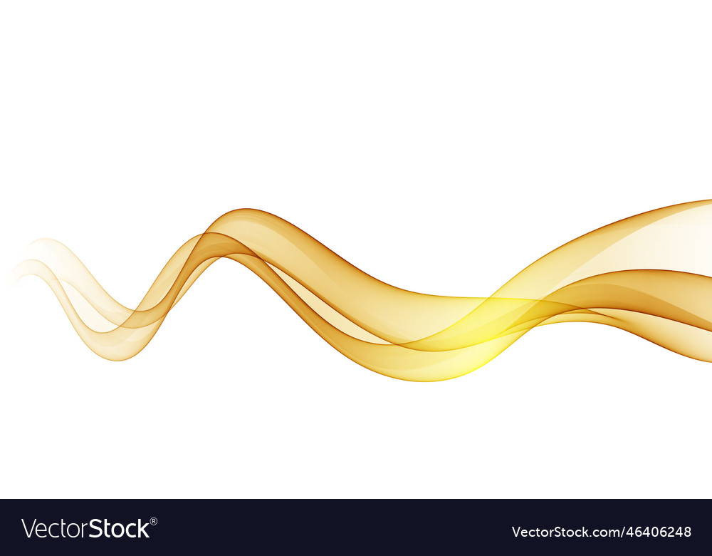 Abstract wavy lines in gold color on a white