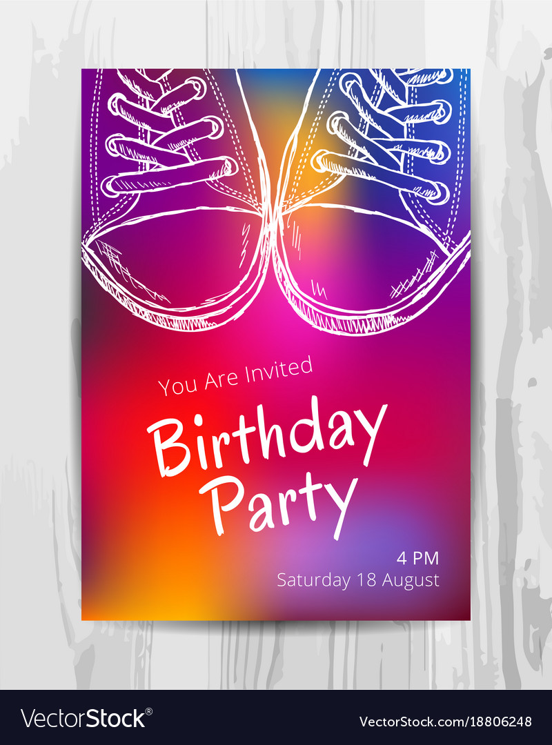 Birthday Party Invitation Card Teenage Party Vector Image