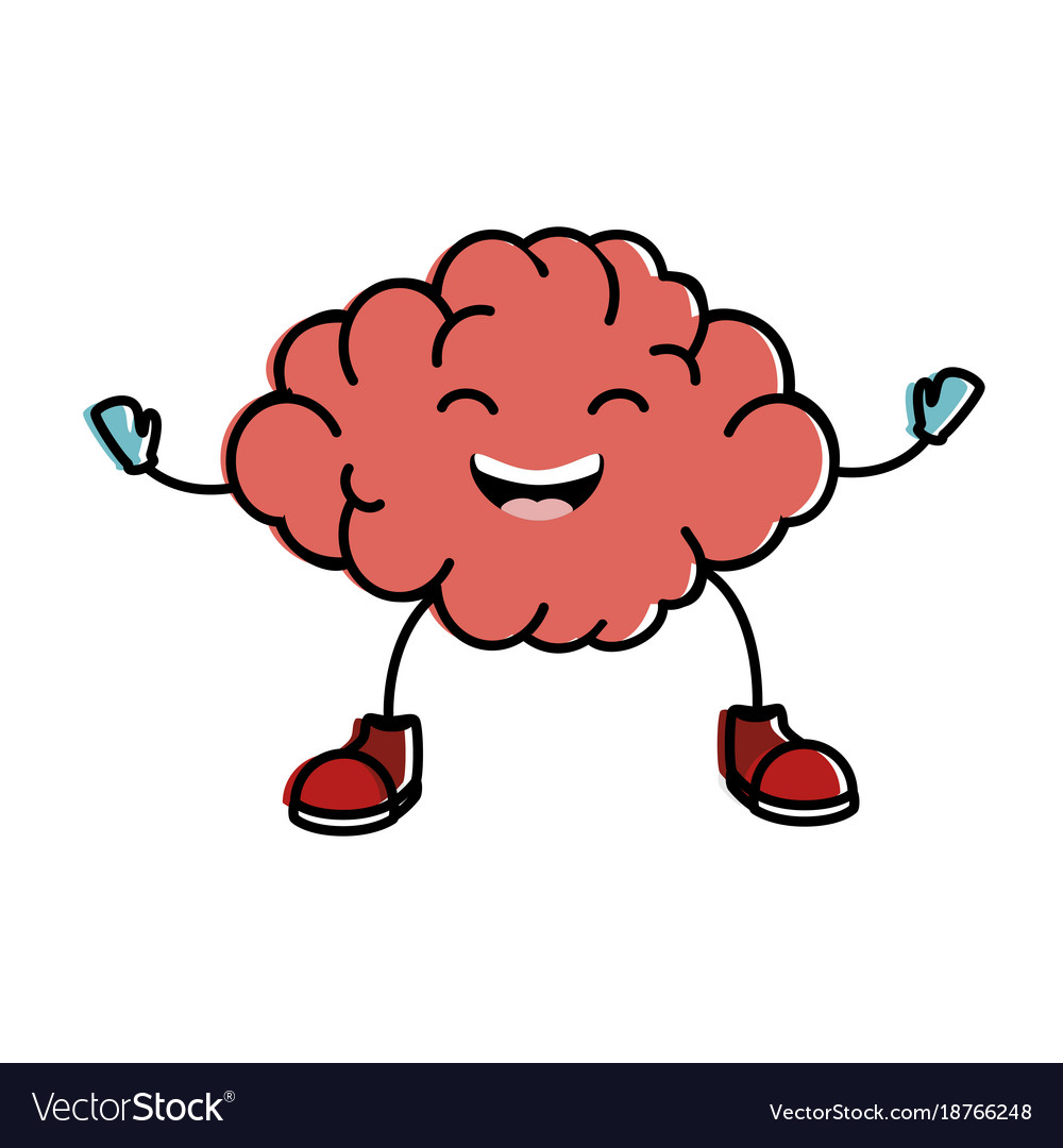 Brain kawaii character icon Royalty Free Vector Image