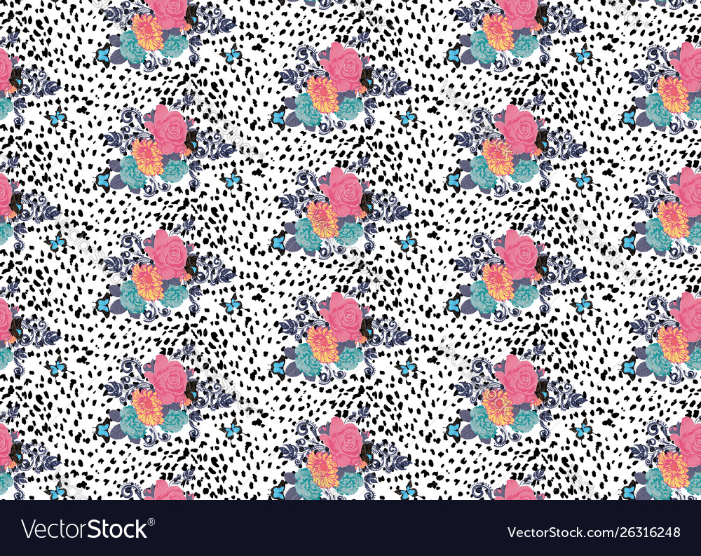 Cheetah skin with roses